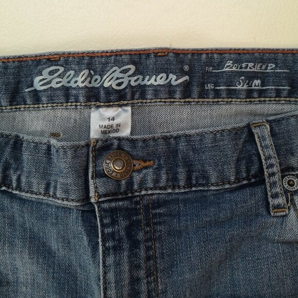 Eddie Bauer Ladies Boyfriend Fit Slim Leg Blue Jeans - Picture 3 of 7